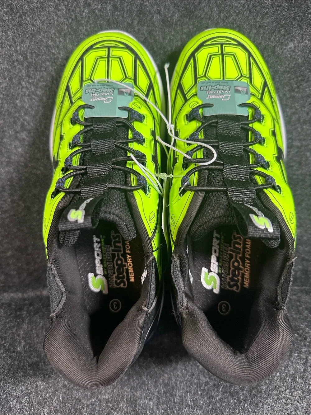 S Sport by Skechers Kids Step-Ins Sneakers Neon Green Memory Foam Size 3